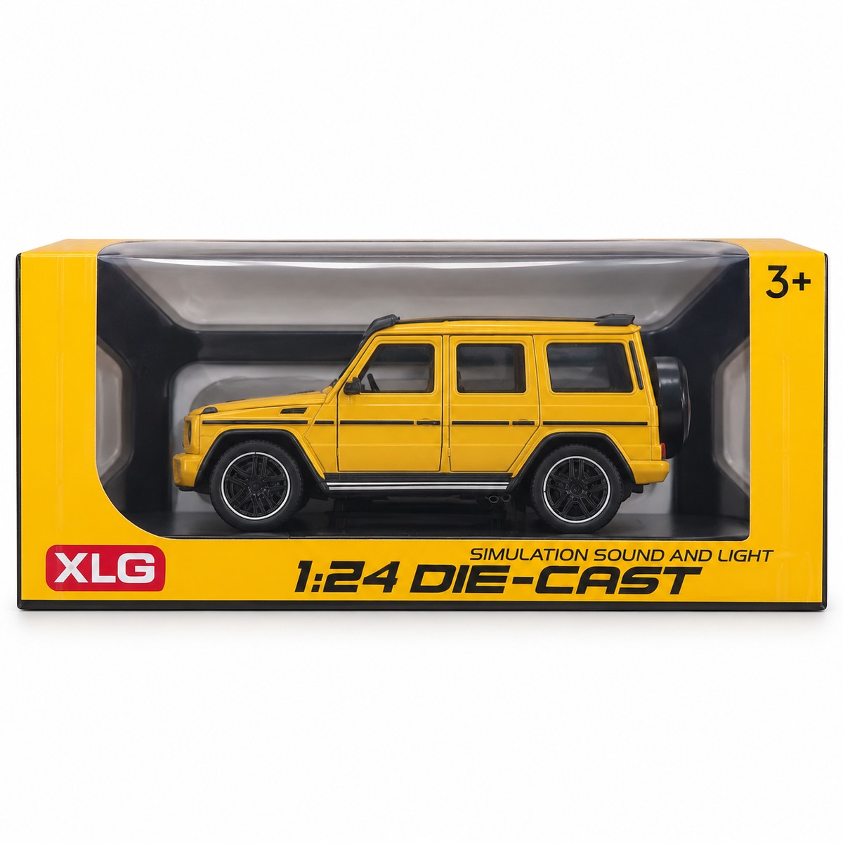 SUV tout-terrain die-cast 1:24 jaune XLG à son et lumière dans sa boîte, dès 3 ans