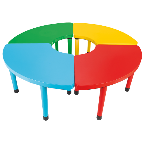 Tables Happy Arc Pilsan assemblées en cercle — 4 couleurs