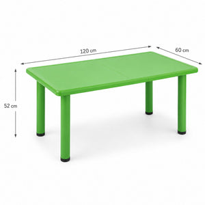 Dimensions de la table rectangulaire enfant : 120 cm x 60 cm de plateau et 52 cm de hauteur