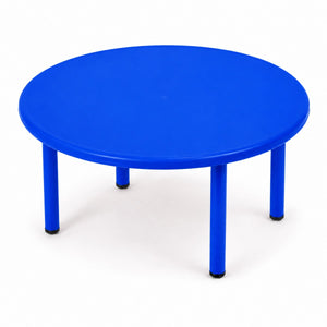 Grande table ronde enfant bleue en plastique diamètre 110 cm