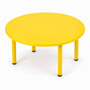 Grande table ronde enfant jaune en plastique diamètre 110 cm