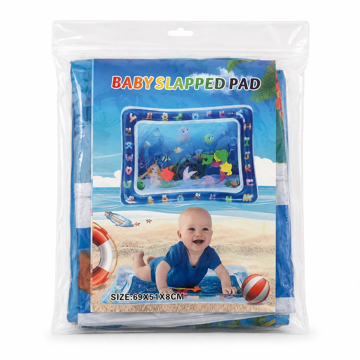 Emballage du tapis d'eau bébé avec dimensions 69 x 51 x 8 cm