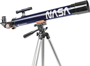 Détail du tube optique bleu NASA du télescope Clementoni avec chercheur