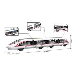 Dimensions du train jouet : 56,8 cm de long, 5,5 cm de large et 7,2 cm de haut