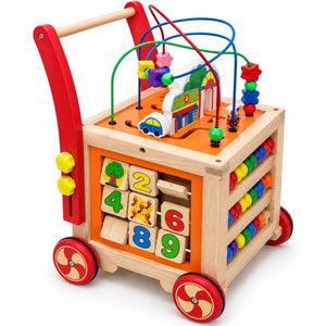 Panneau de blocs à tourner chiffres et images du trotteur cube d'activités en bois