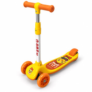 Trottinette enfant 3 roues jaune et orange, roues translucides, guidon réglable et frein arrière