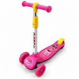 Trottinette enfant 3 roues rose et jaune, roues translucides, guidon réglable et frein arrière