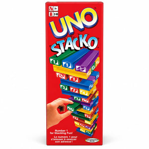 Boîte du jeu UNO Stacko, dès 7 ans, 2 à 10 joueurs