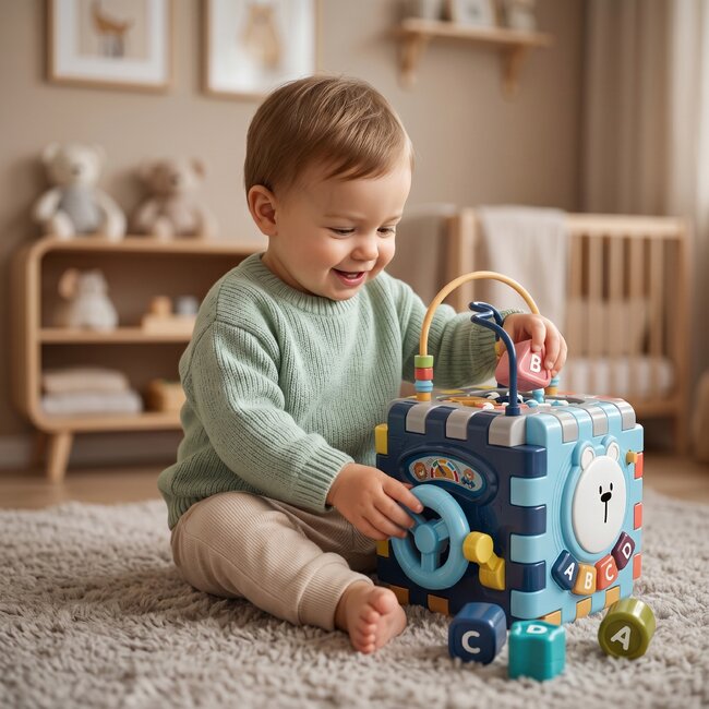 Enfant qui joue avec le cube d'activités VIVAKIDS