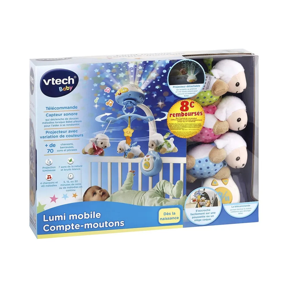 Boîte VTech Lumi mobile Compte-moutons bleu 3 en 1, dès la naissance