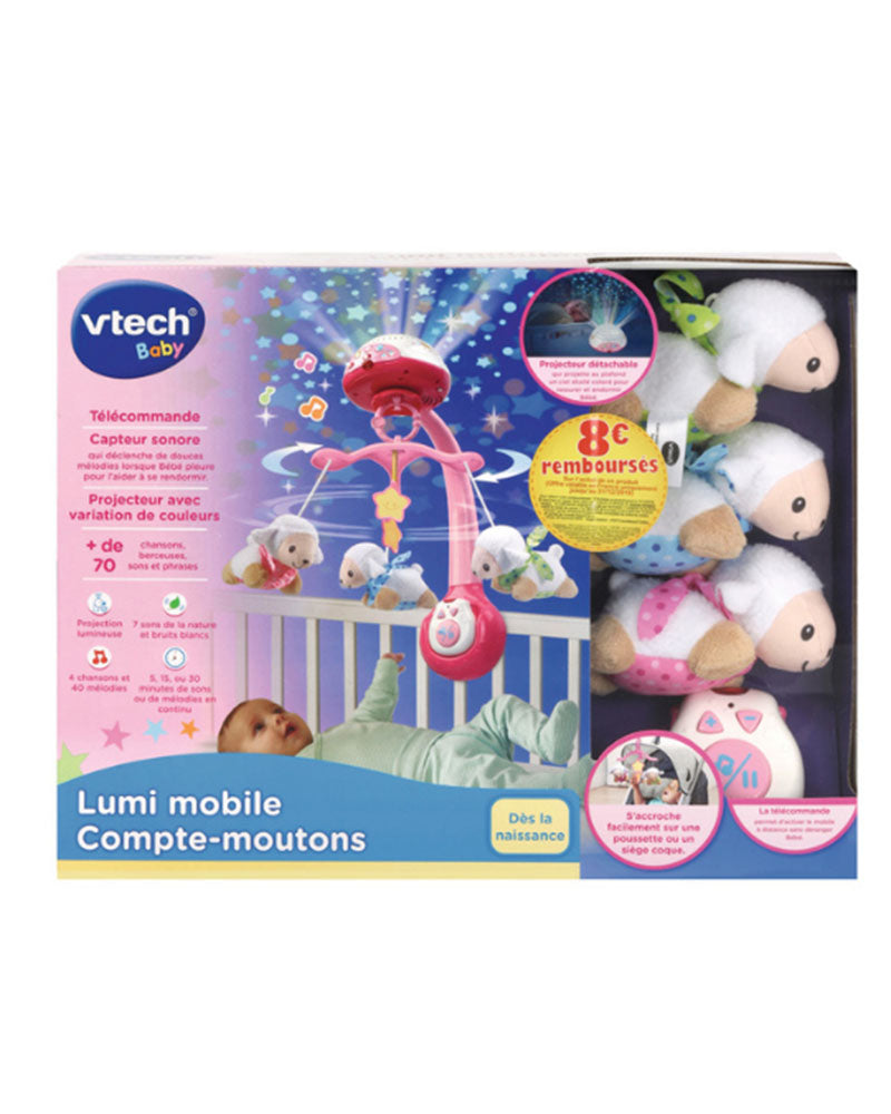 Boîte VTech Baby Lumi mobile Compte-moutons rose