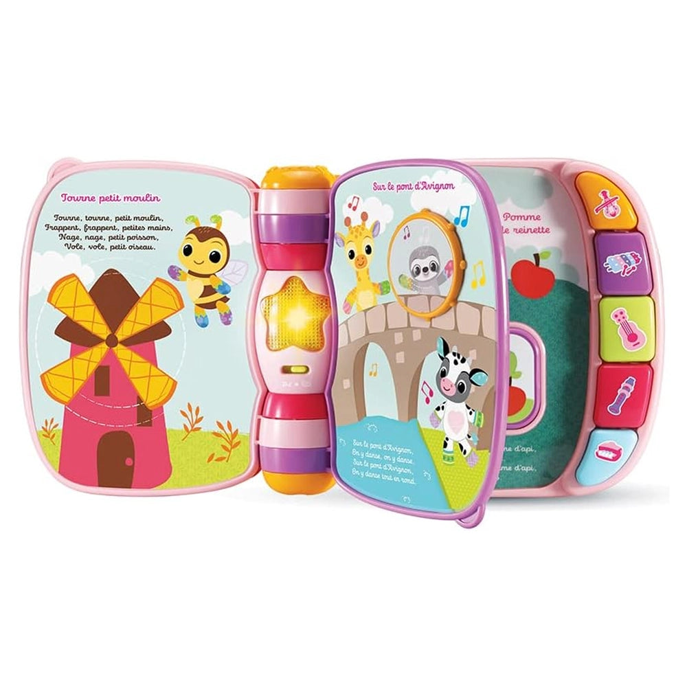 Les 5 boutons colorés d'instruments de musique du livre VTech rose
