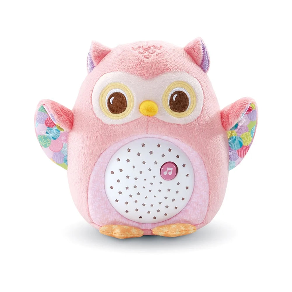 Peluche veilleuse VTech Lumi chouette rose, ventre lumineux étoilé, dès la naissance