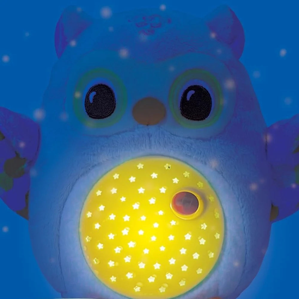Ventre étoilé lumineux de la veilleuse Lumi chouette dans le noir