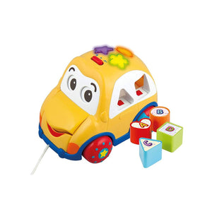 Winfun voiture jaune à tirer avec formes à encastrer