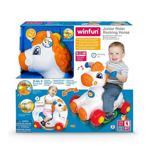 Boîte Winfun Junior Rider Rocking Horse : cheval à bascule et porteur 2 en 1, 12 à 36 mois