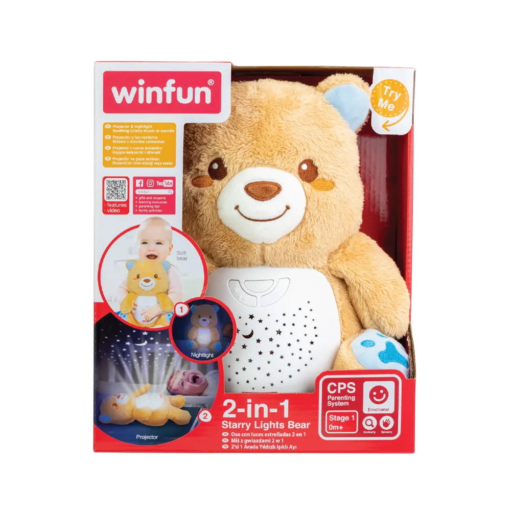 Boîte Winfun 2-in-1 Starry Lights Bear, veilleuse et projecteur dès 0 mois