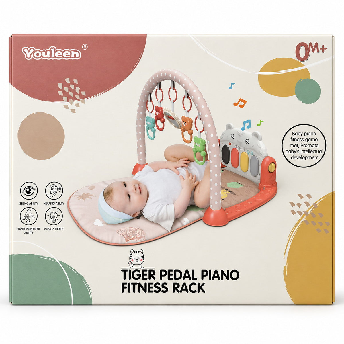 Boîte Youleen Tiger Pedal Piano Fitness Rack, dès 0 mois