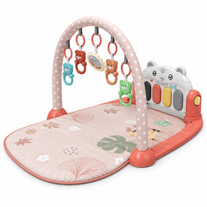 Tapis d'éveil Youleen rose avec piano tigre, arche à 5 jouets et miroir